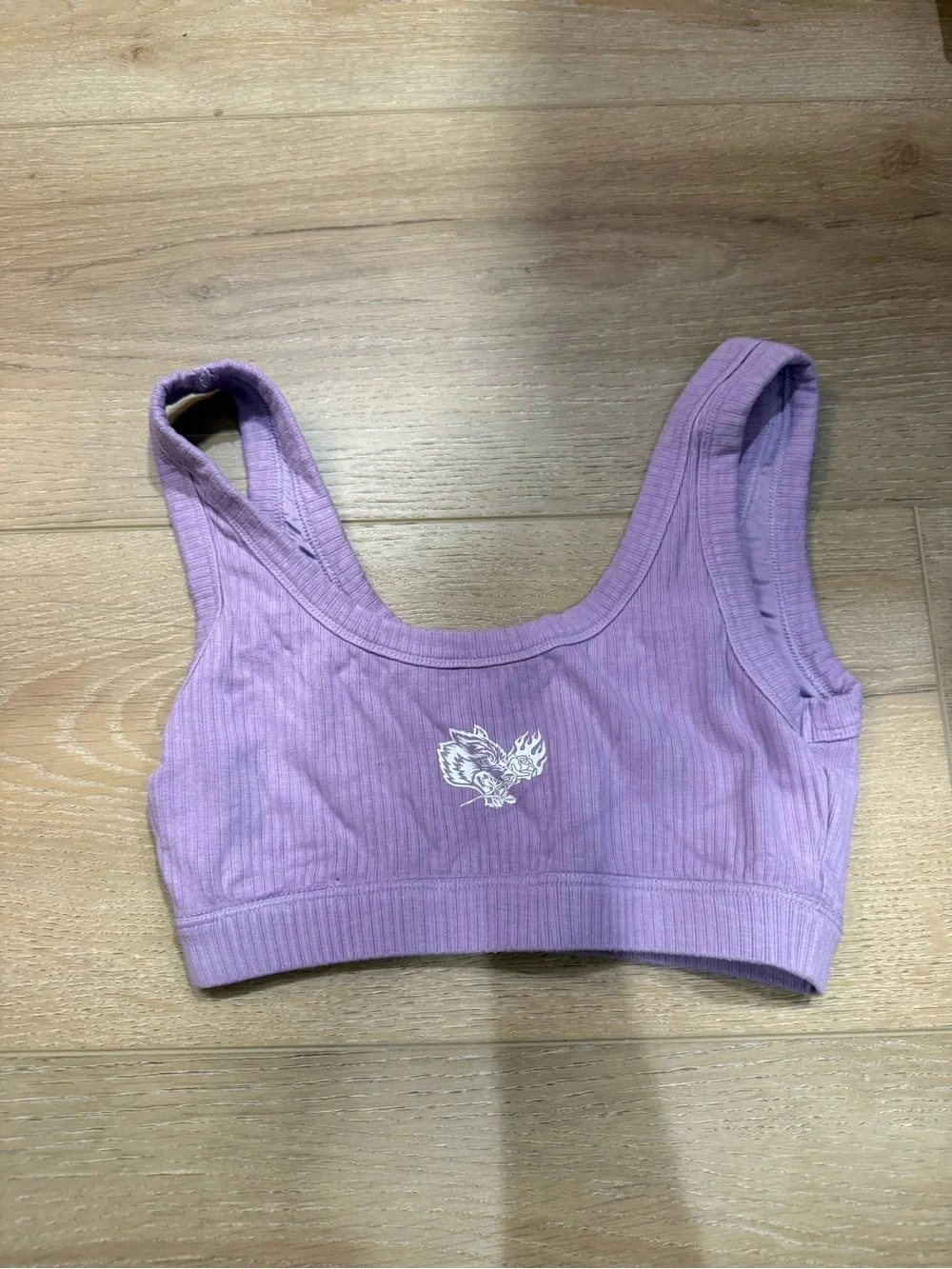 Lavender Ribbed Scoop-Back Bralette - Women